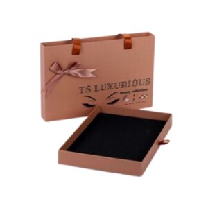 Luxury Cosmetic Drawer Gift Box with Eyeshadow, Eyelashes, Lipstick, and Ribbon
