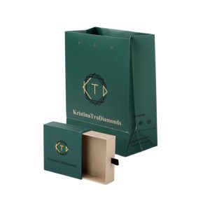 Luxury Wholesale Boutique Small Green Jewelry Gift Carry Shopping Paper Box and Bags With Your Own Logo