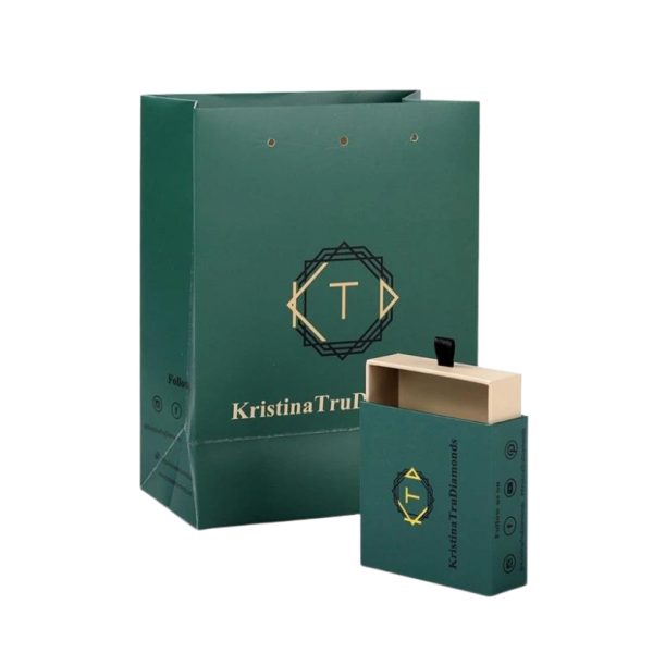 Luxury Wholesale Boutique Small Green Jewelry Gift Carry Shopping Paper Box and Bags With Your Own Logo