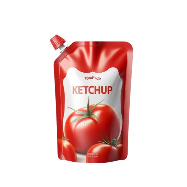 EcoZest Tomato Ketchup Stand-Up Pouches with Spout -Spicy, Recyclable, and Biodegradable Sauce Containers