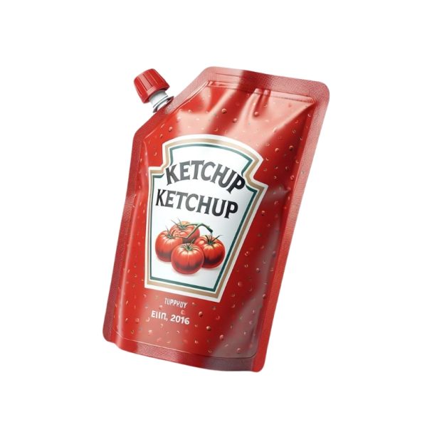 EcoZest Tomato Ketchup Stand-Up Pouches with Spout -Spicy, Recyclable, and Biodegradable Sauce Containers