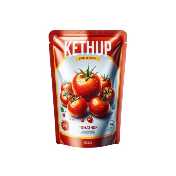 Green Choice Gourmet Ketchup Pouches with Tear Notches - Biodegradable, Recyclable Premium Sauce Containers