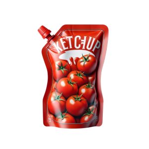 S-Curve Sustainable Spicy Ketchup Pouches with Spout - Recyclable and Biodegradable Flavorful Sauce Bags with Distinctive Design